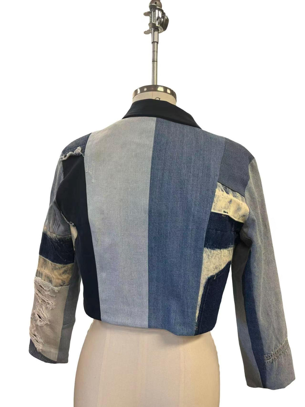 Reconstructed Denim Jacket, Upcycled Jeans, Japanese Cotton Lined, Patchwork Art