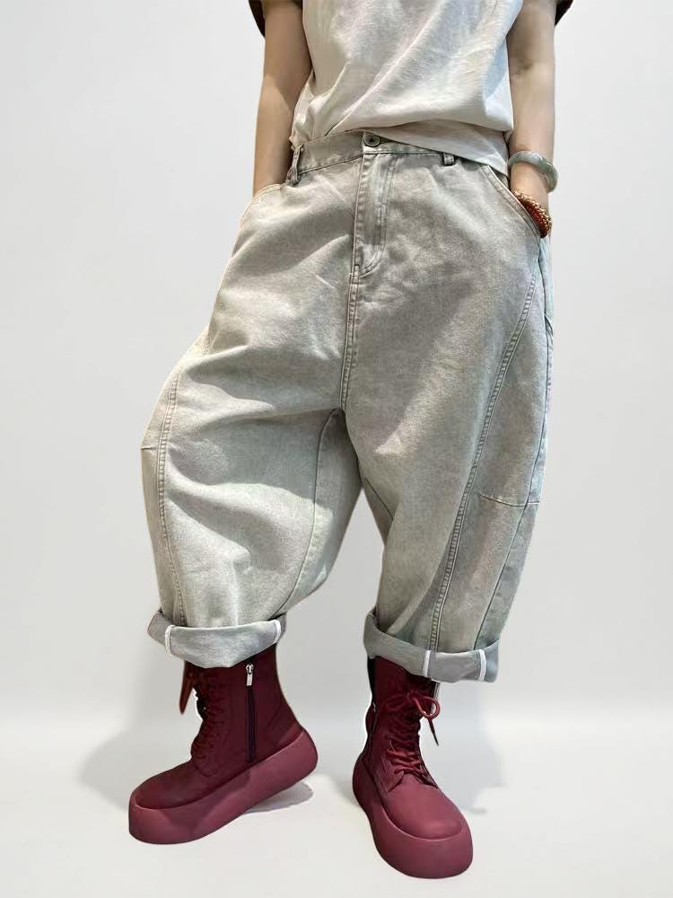 Baggy Harem Jeans: Women's Drop Crotch Denim Trousers - Streetwear Style