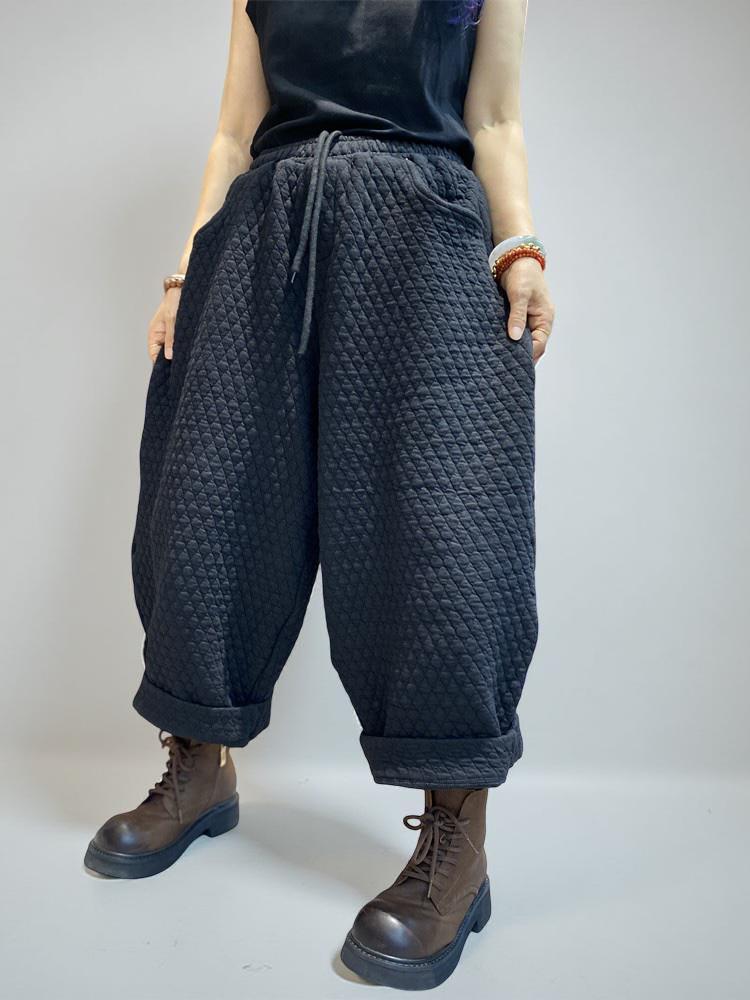 Quilted  Harem Pants | Unisex Balloon Trousers, Elastic Waist