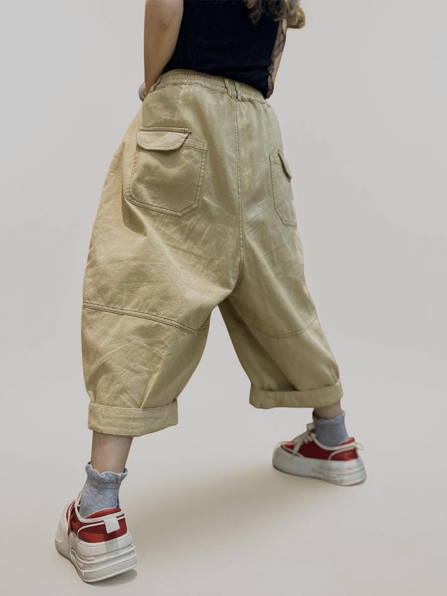 Patchwork Wide Leg Denim Pants | Relaxed Fit Cotton Trousers