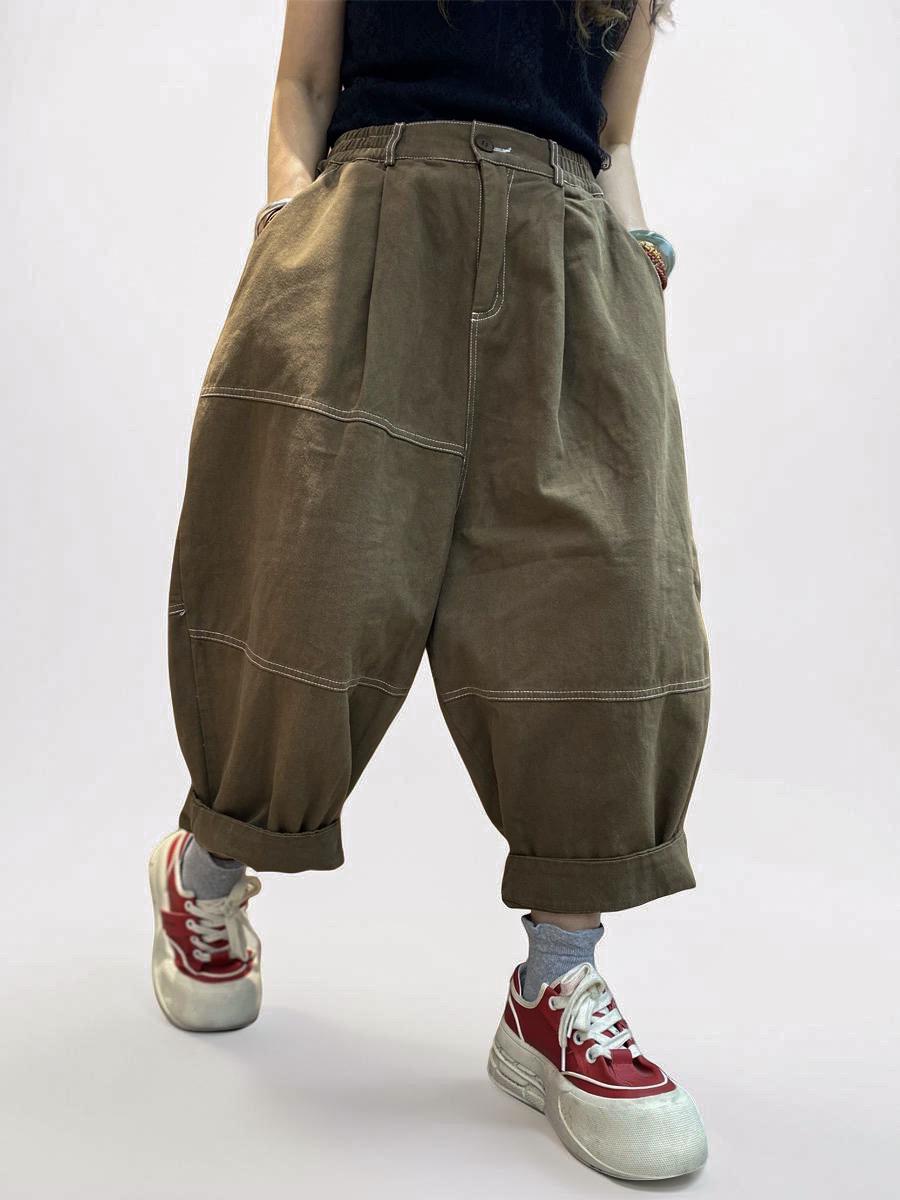 Patchwork Wide Leg Denim Pants | Relaxed Fit Cotton Trousers
