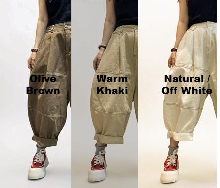 Patchwork Wide Leg Denim Pants | Relaxed Fit Cotton Trousers