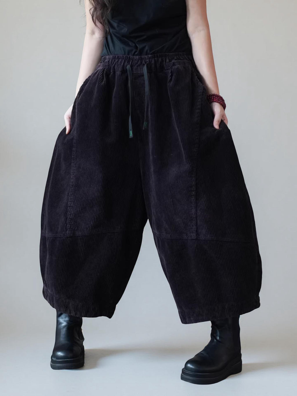 Oversized Corduroy Harem Pants: Quilted Cotton, Relaxed Fit