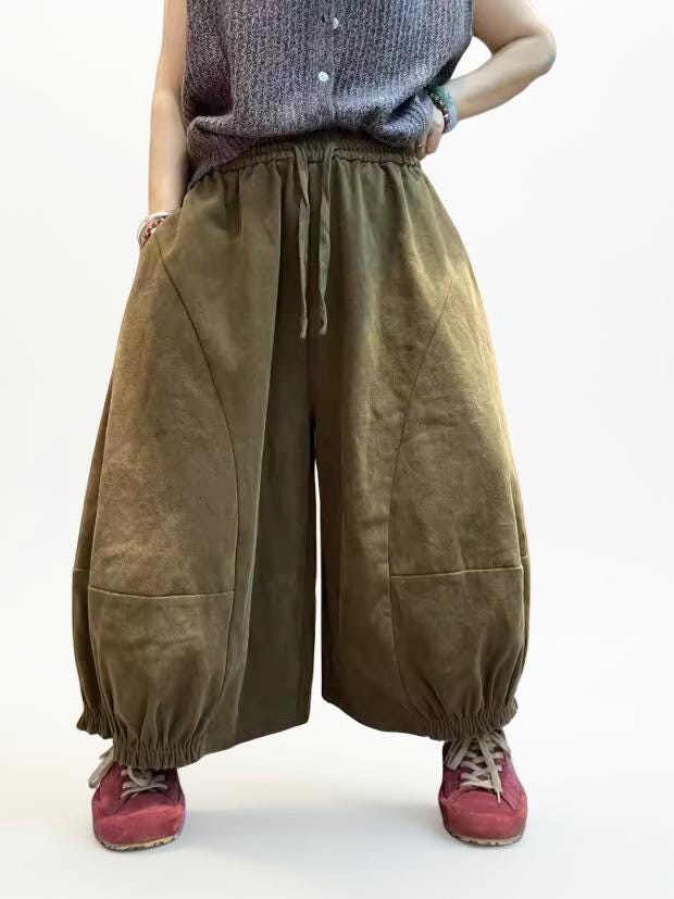 Vintage Wash Cotton Balloon Pants | Relaxed Harem Trousers