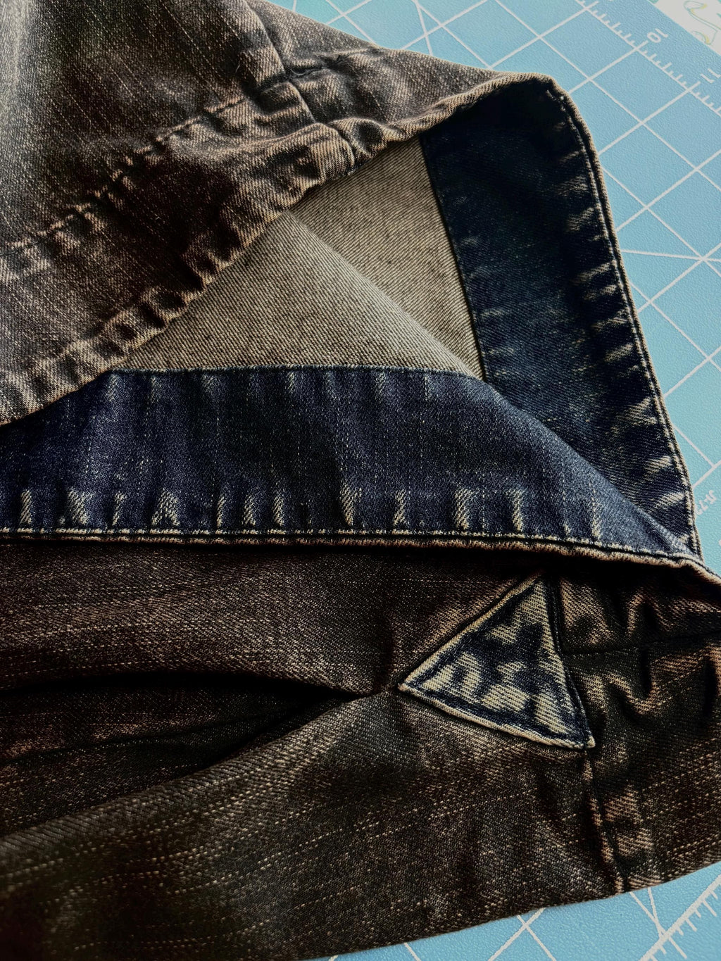 Smoky Black Patchwork Harem Pants: Washed Denim Look, Relaxed wide leg, Boho Style