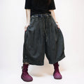 Smoky Black Patchwork Harem Pants: Washed Denim Look, Relaxed wide leg, Boho Style