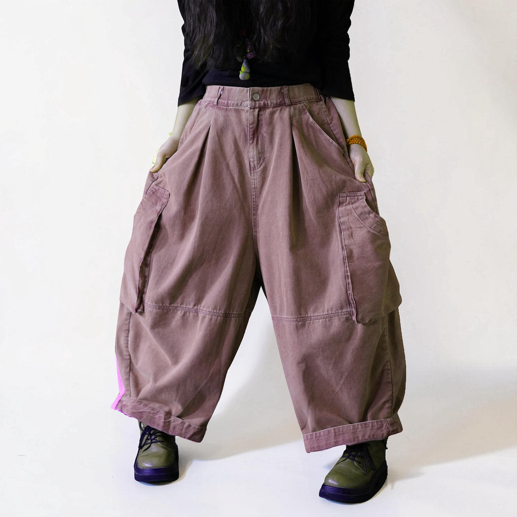 Vintage Washed Workwear Pants | High Waist Balloon Jeans, Artisan Dyed Cargo Style