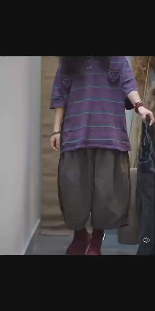 Patchwork Harem Pants: Washed Denim Look, Relaxed wide leg, Boho Style
